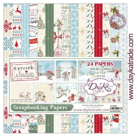 Kit Scrap 24 hojas "Me Encanta Navidad 2017" Dayka 30x30cm