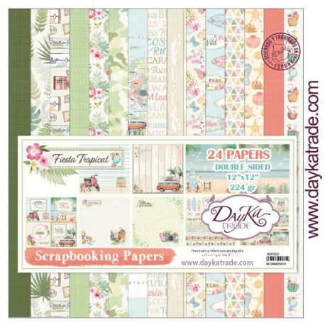 Kit Scrap 24 hojas "Fiesta Tropical" Dayka 30x30cm