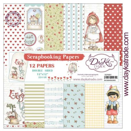 Kit Scrap 12 hojas "Érase una vez..." Dayka 30x30cm