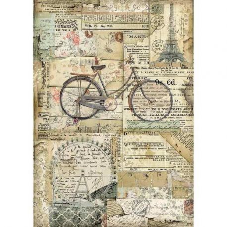 Papel De Arroz Para Decoupage Scrapbook Craft Hoja-Bicicleta Y Mariposas