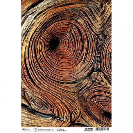 Papel de Arroz texturizado A4 Piuma - "Knotty Wood"