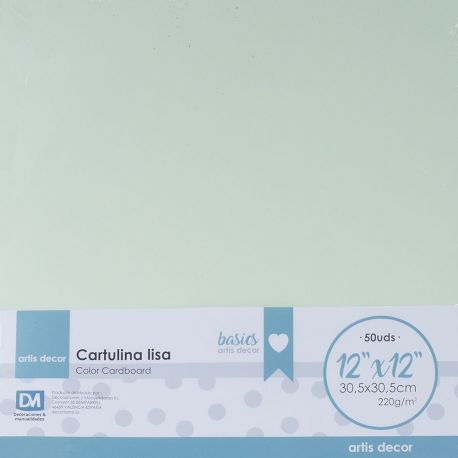 CARTULINA LISA 12x12'' 220gr VERDE CLARO