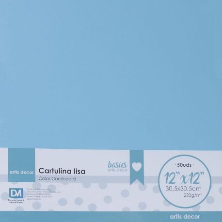 CARTULINA LISA 12x12'' 220gr AZUL CLARO