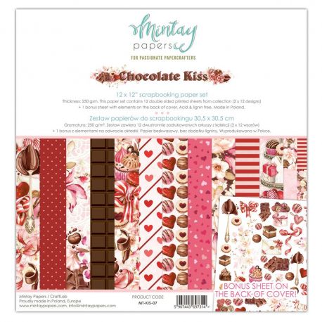 Mintay by Karola "CHOCOLATE KISS" Scrapbooking paper set 30,5 x 30,5