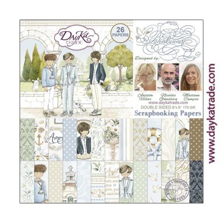 Bloc 24+2 hojas surtidas “BENDICIONES" Comunión niño 2023” Dayka 20x20cm