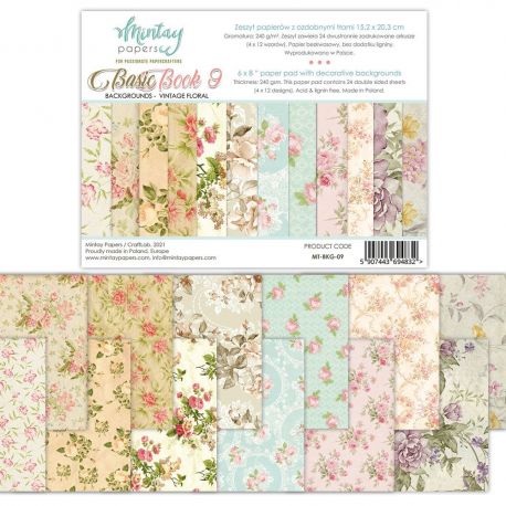 Mintay by Karola "Basic Book 9 - Backgrounds Vintage Floral" Paper Pad 6" x 8"