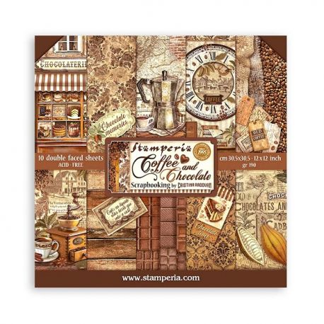 COFFEE AND CHOCOLATE  - 10 hojas 30.5x30.5 (12"x12")