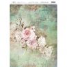 Papel de arroz A3 "FLORES CON FONDO VINTAGE"