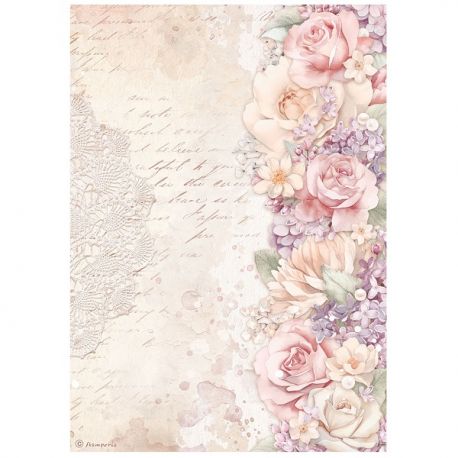 Papel de arroz A4 Romance Forever - BORDE FLORAL