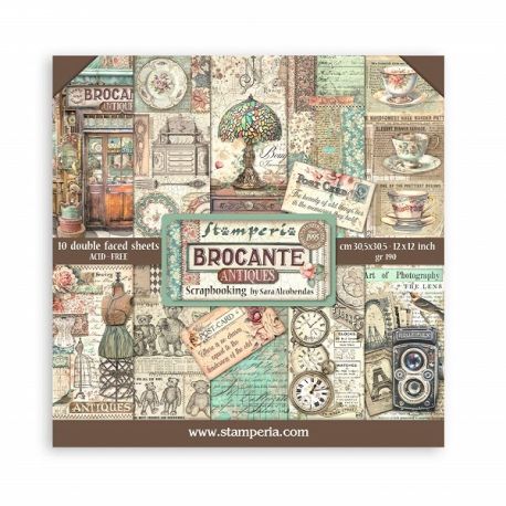 BROCANTE ANTIQUES - 10 hojas 30.5x30.5 (12"x12")