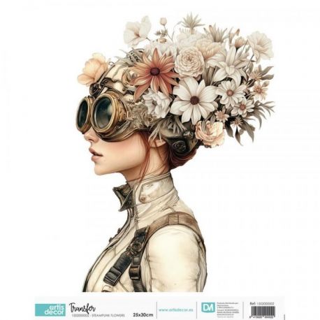 Transfer 25x30cm STEAMPUNK FLOWERS