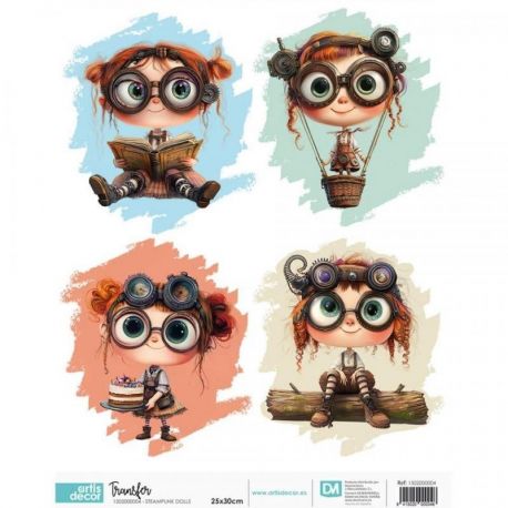 Transfer 25x30cm STEAMPUNK DOLLS