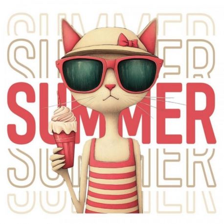 Transfer 24x23cm SUMMER CAT