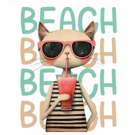 Transfer 25x30cm BEACH CAT