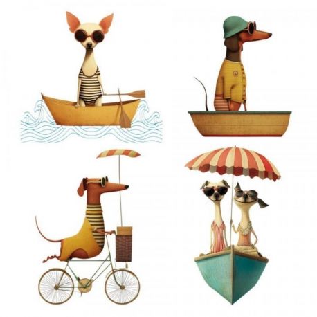 Transfer 24x23cm DOGS SUMMER SCENES