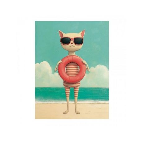 Transfer 24x23cm CAT BEACH STYLE