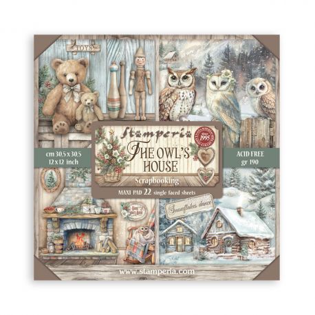 Bloc Scrap 22 hojas 30.5x30.5 (12"x12") 1 cara THE OWL'S HOUSE