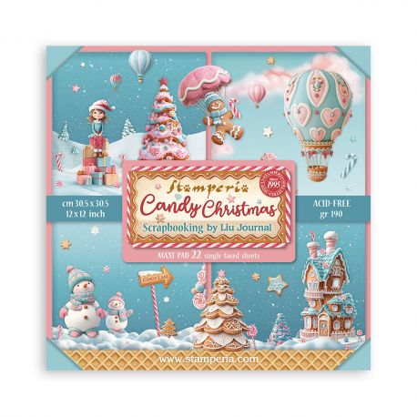 Bloc Scrap 22 hojas 30.5x30.5 (12"x12") 1 cara CANDY CHRISTMAS