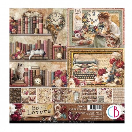 Set 12 papeles 8x8" Ciao Bella "BOOK LOVER"