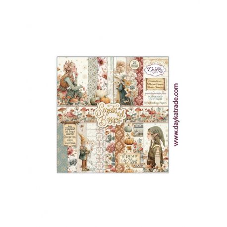 "SECRETOS DEL BOSQUE" Bloc 13 Papeles +  Die Cuts - Dayka 30x30cm