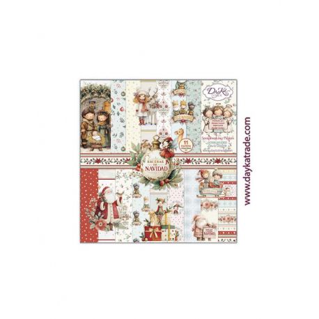 "ESCENAS DE NAVIDAD" Bloc 11 Papeles +  pegatinas UV - Dayka 30x30cm