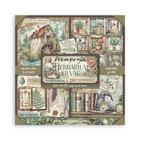 Bloc Scrap 22 hojas 20x20 (8"x8") 1 cara HERBARIUM SILVAE