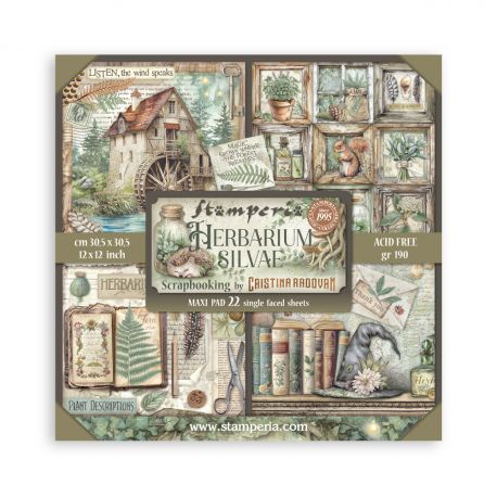 Bloc Scrap 22 hojas 30.5x30.5 (12"x12") 1 cara HERBARIUM SILVAE