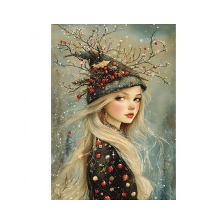 Transfer 25x30cm SNOWY FOREST GIRL