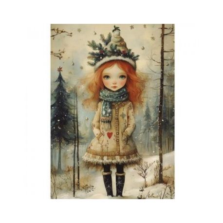 Transfer 25x30cm WINTER REDHEAD GIRL