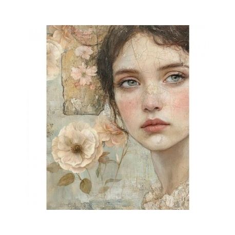 Transfer 25x30cm GIRL WITH FLOWERS