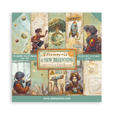 Bloc Scrap 10 hojas 20.3X20.3  (8"X8") - A NEW BEGINNING