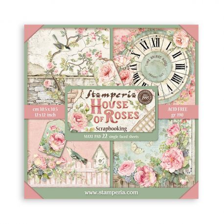 Bloc Scrap 22 hojas 30.5x30.5 (12"x12") 1 cara HOUSE OF ROSES