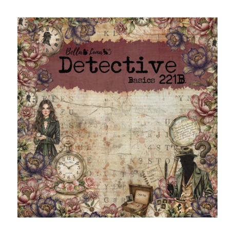 BELLALUNA "DETECTIVE 221B" BÁSICOS 12 PAPELES 8"X8"