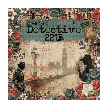 BELLALUNA "DETECTIVE 221B" COLECCIÓN 12 PAPELES 8"X8"