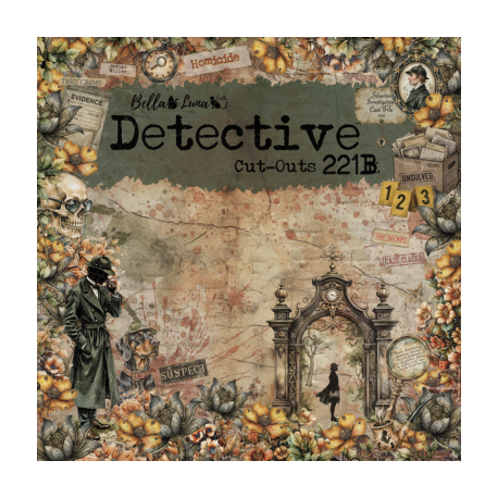BELLALUNA "DETECTIVE 221B" RECORTABLES 12 PAPELES 8"X8"