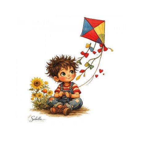 Transfer 25x30cm NIÑO CON COMETA