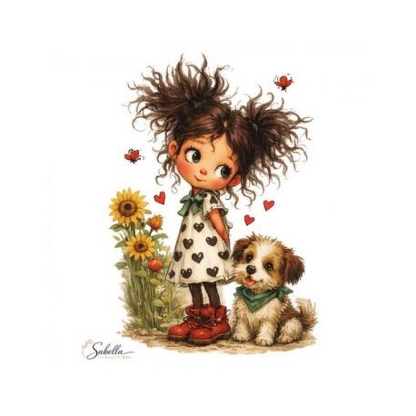 Transfer 25x30cm NIÑA CON PERRITO