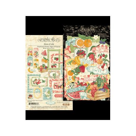 Chipboard pieces, tags y frames  "SLICE OF LIFE" de Graphic 45