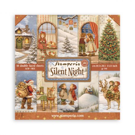 Bloc Scrap 10 hojas 20.3X20.3  (8"X8") - SILENT NIGHT