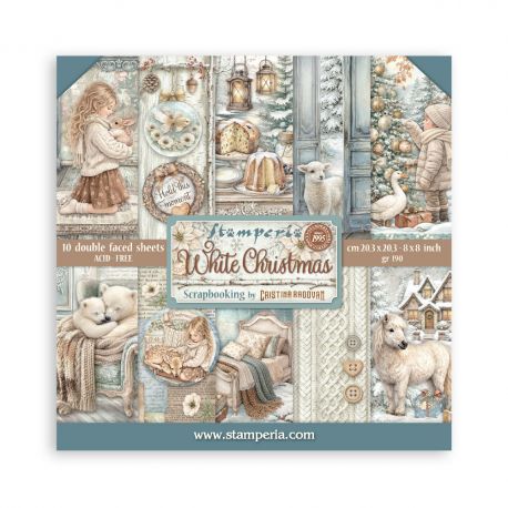 Bloc Scrap 10 hojas 20.3X20.3  (8"X8") - WHITE CHRISTMAS