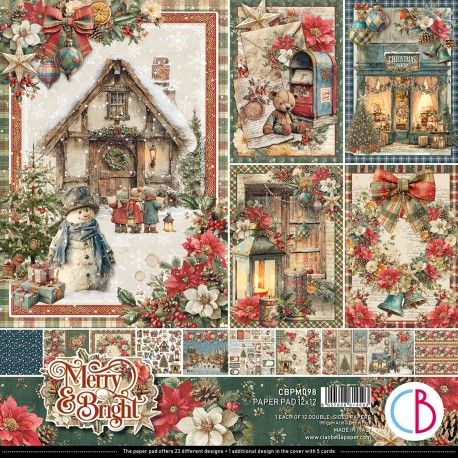 Set 12 papeles Ciao Bella "MERRY & BRIGHT"
