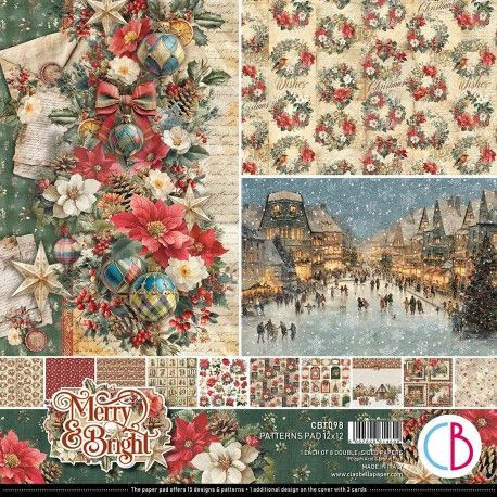 Set 8 papeles Ciao Bella Básicos "MERRY & BRIGHT"