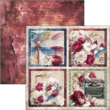 Set 8 papeles Ciao Bella Básicos "BOHEMIAN BURGUNDY"