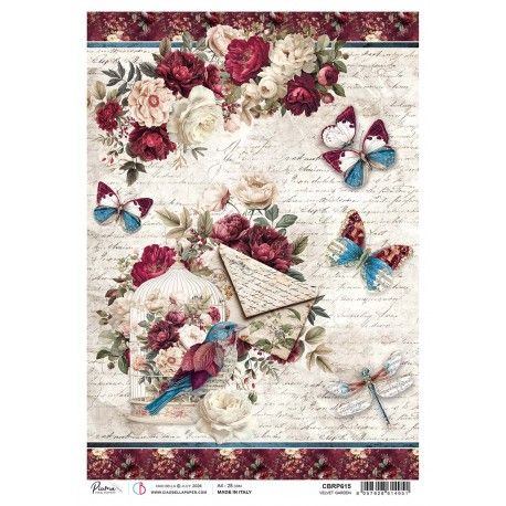 Papel de Arroz A4 Ciao Bella - VELVET GARDEN