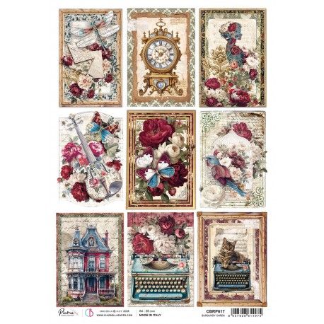 Papel de Arroz A4 Ciao Bella - BURGUNDY CARDS