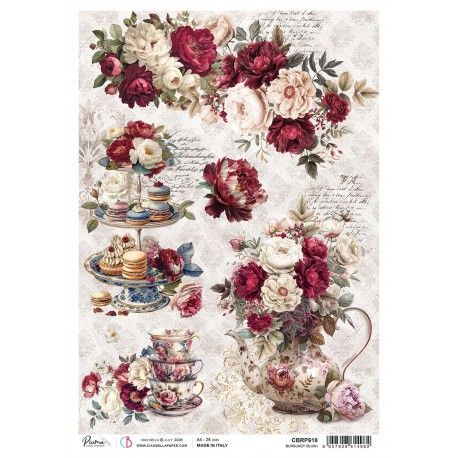 Papel de Arroz A4 Ciao Bella - BURGUNDY BLUSH
