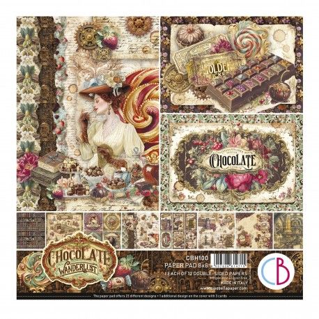 Set 12 papeles 8x8" Ciao Bella "CHOCOLATE WANDERLUST"
