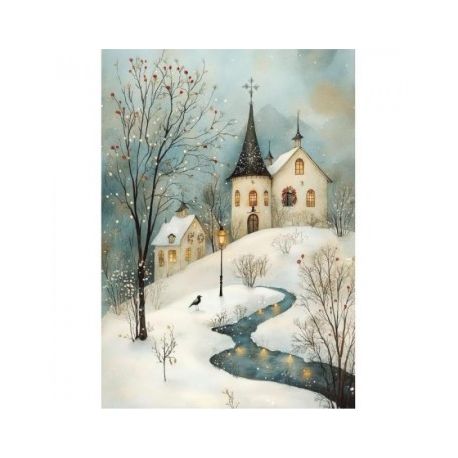 Transfer 25x30cm SNOWY CHRISTMAS LANDSCAPE
