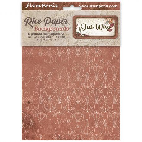 Set 8 papeles de arroz A6 fondos -  OUR WAY