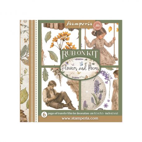 Assortment Rub-On 15.5x15.5cm - FLOWERS AND POEMS